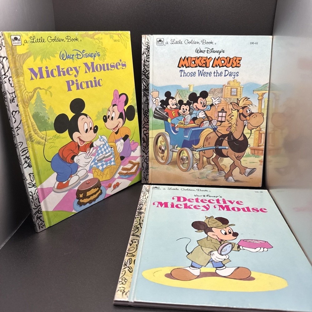 Disney Mickey Mouse Little Golden Books Lot 3 Vintage 1980s Hardcover Stories